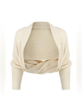 NWT Freya Harper Knit Wrap Lush Scarf Ivory with sleeves